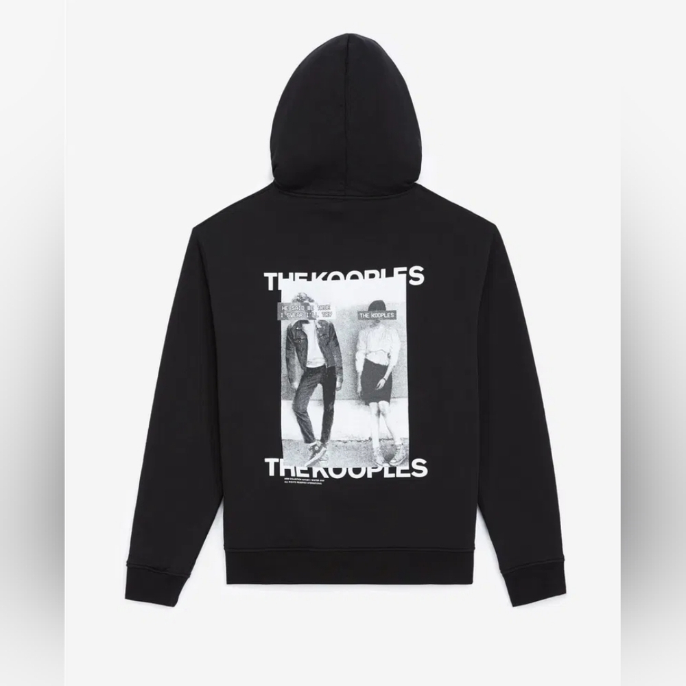 THE KOOPLES Graphic Hoodie With Couple And Logo black designer